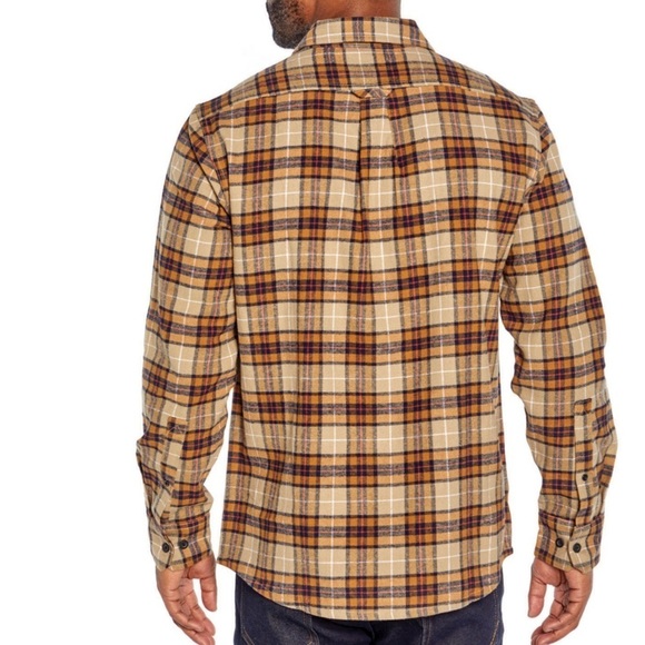 EDDIE Bauer Men’s Khaki Plaid Flannel 100% yarn-dyed cotton shirt - Picture 2 of 4